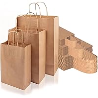 120pcs brown eco-friendly kraft paper bags with handles (6x3x8/8x4x10.5/10x5x12.2inch), used for gift bags, shopping bags, wh
