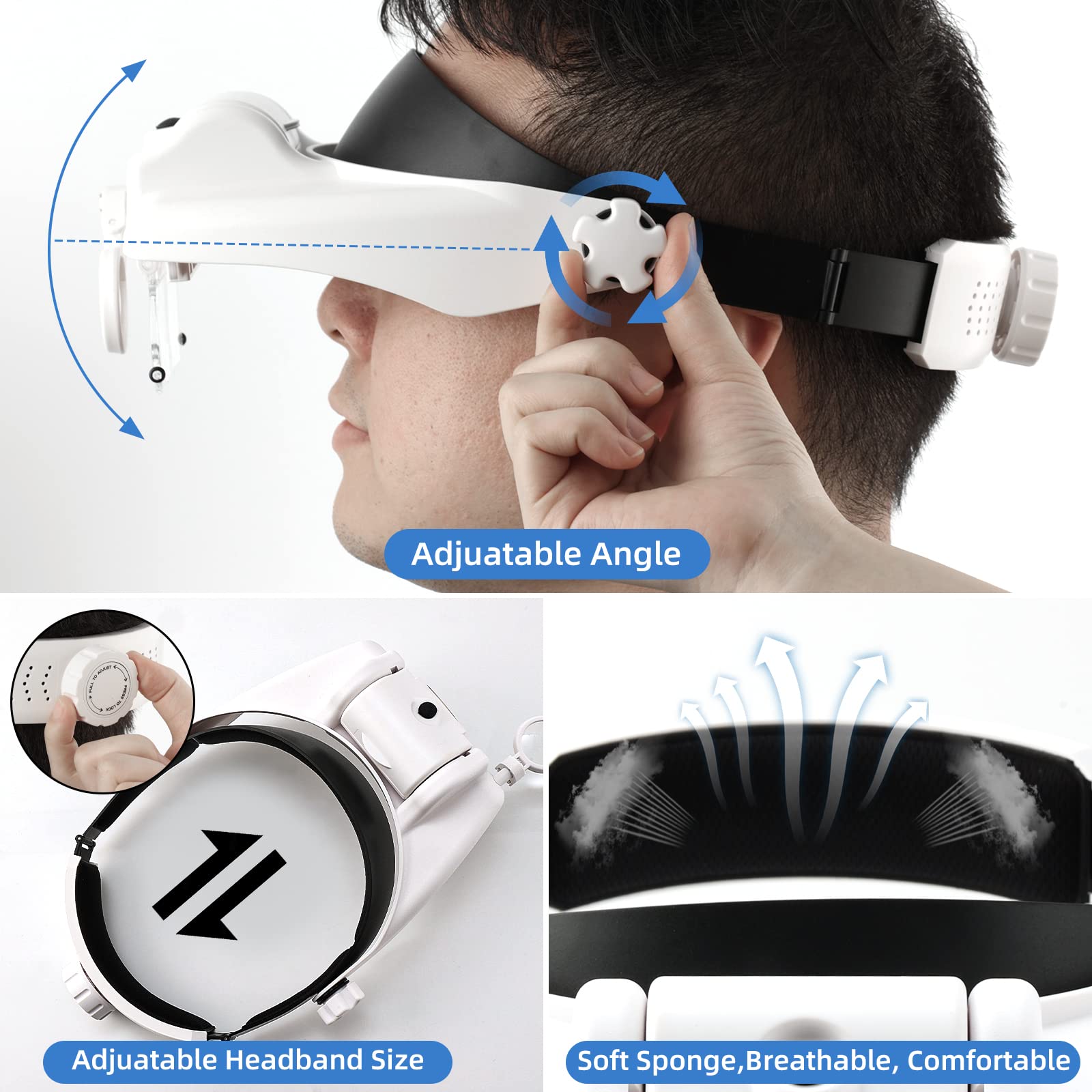 thumbnail image 2 of Lighted Head Magnifying Glasses – Hands-Free LED Headset & Headband Magnifier Loupe 2 of 6