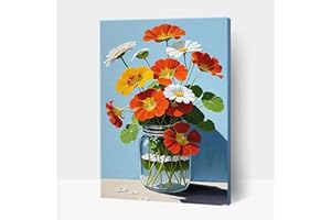 Hlison Flowers Paint by Numbers for Adults, Easy Acrylic Framed Paint by Numbers Kit for Beginner, Oil Painting by Numbers Kit for Home Decor - 12"x8"