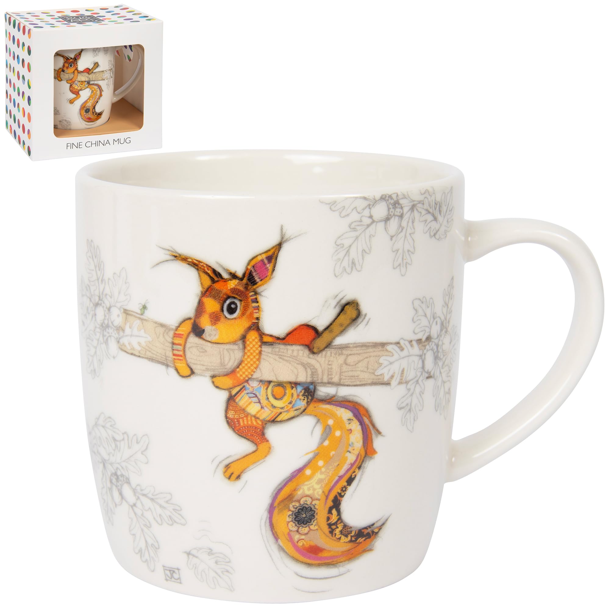 Lesser & Pavey British Designed Barrel Coffee Mug | Ceramic Mugs for Home or Work | Large Mugs for Hot Drinks | Sammy Squirrel Tea and Coffee Cups - Bug Art — image 1