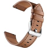 22mm 20mm 18mm 16mm Leather Band Compatible with Garmin Vivoactive 6 5 3 Venu 3S 2, Top Grain Quick Release Genuine Leather Strap for Samsung Galaxy Watch 7 6 5 4 Band/Forerunner 55 245 255 Men Women