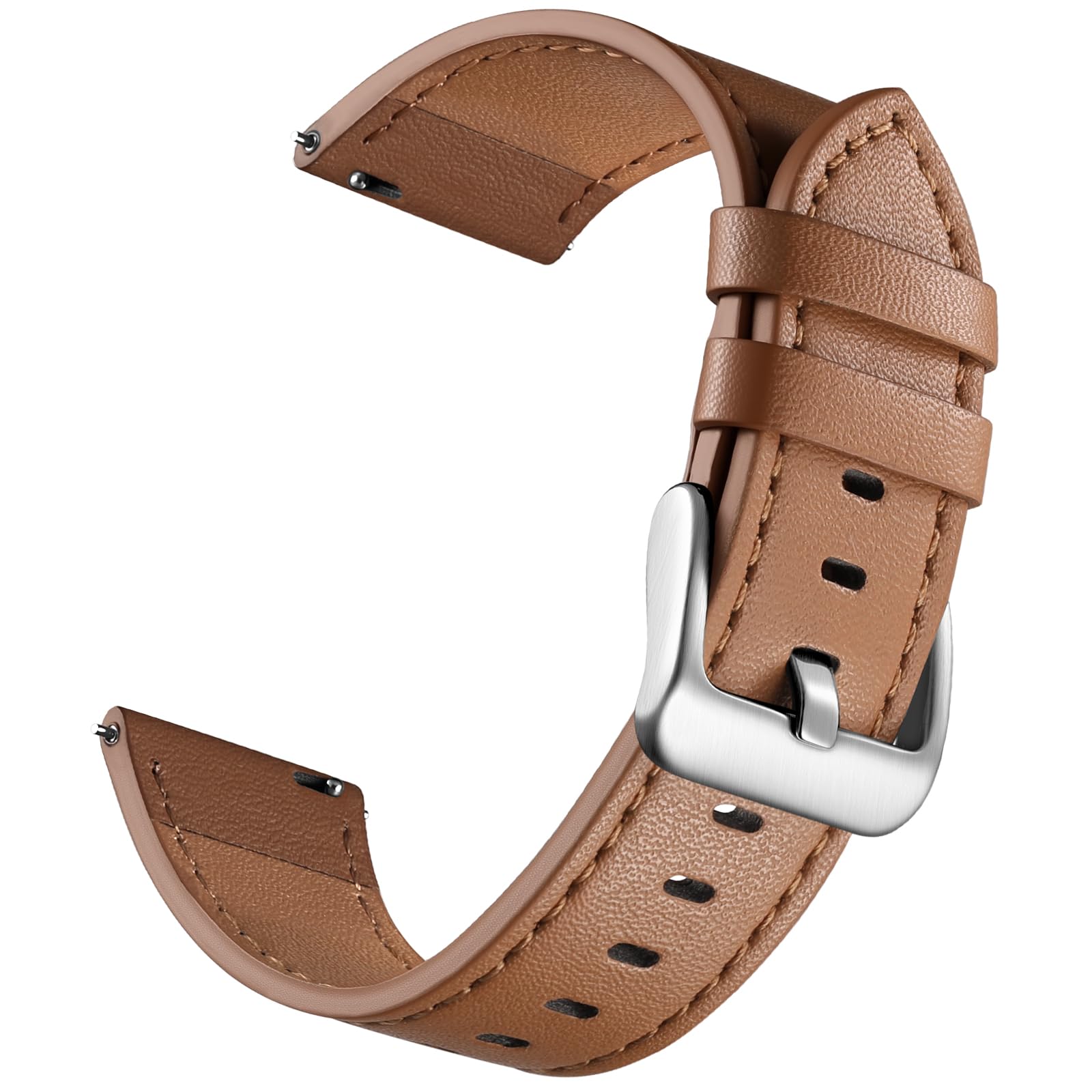Photo 1 of 20mm Leather Band Compatible with Garmin Vivoactive 5 Watch Bands/Vivoactive 6/3 Watch Band, Top Grain Genuine Leather Strap Wristbands for Venu Sq 2/Forerunner 165 55 245 Watch Band Women Men, Brown