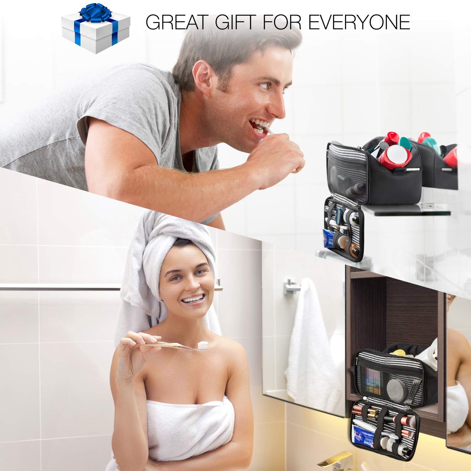 Toiletry Bag Dopp Kit for Men - Nylon Travel Toiletry Bag Waterproof Shower Cosmetic Organizer for Women Men - Travel Kit Shaving Bag for Men : Beauty
