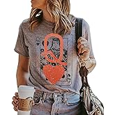 Q of Hearts T-Shirt Women Vintage Country Music Graphic Tee Casual Letters Print Short Sleeve Tops