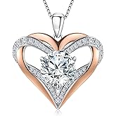 Moissanite Heart Pendant Necklaces for Women, 1-3 Carat Moissanite 925 Sterling Silver Necklace,Engraved 'I LOVE YOU' Gift for Wife Mom ,Ideal Anniversary Birthday Christmas Valentine Engagements Mothers Day Jewelry Gifts for Mom Wife Girlfriend Daughter Her