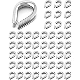 YAMASO 50pcs 1/8" M3 Stainless Steel Thimble for Diameter Wire Rope Cable Thimbles Rigging