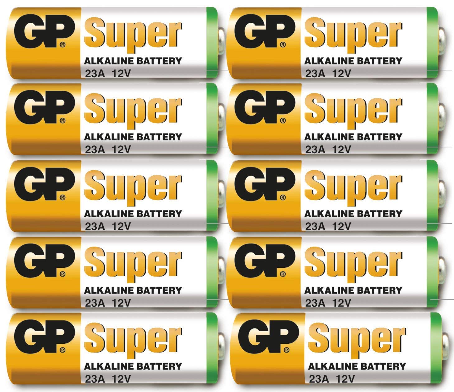 GP Pack of 10 Alkaline Batteries, 23A - 12V