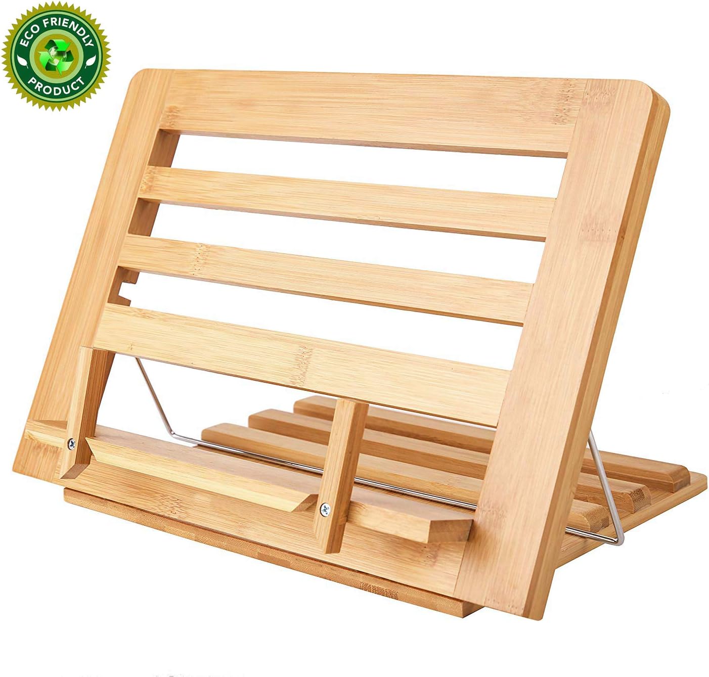 Bamboo Book Stand Display Adjustable Foldable Tray Page Paper Clips Pad Stand/ Cookbook Stand/ Foldable Tablet PC Textbook/ Lightweight Bookstand Textbooks Music Books Bookstands Cook Recipe Stands