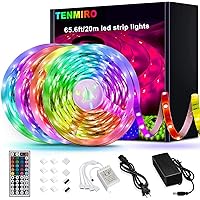 Tenmiro 65.6ft Led Strip Lights, Ultra Long RGB 5050 Color Changing LED Light Strips Kit with 44 Keys Ir Remote Led…
