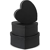 Soul & Lane Heart Shaped Gift Boxes: Set of 3 Empty Paper Mache Boxes with Lids for Flowers, Gifts, Chocolate Strawberries & Special Occasions, Cardboard Black Heart Shaped Box for Arrangements