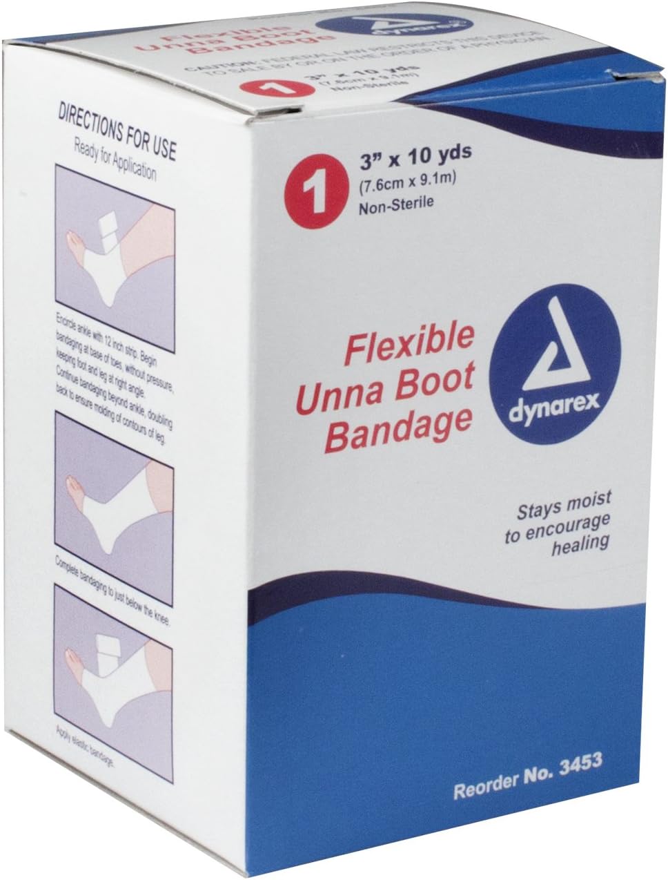 Dynarex Unna Boot Bandage, 3" x 10 Yds - 12/Cs