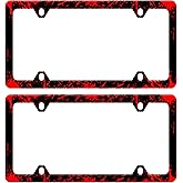 2pcs Blood Splattered Black License Plate Frame Funny License Plate Frames Auto Accessory Bracket Stainless Steel License Plate Holder with Screws for Women Men 6x12 Inch 4 Holes