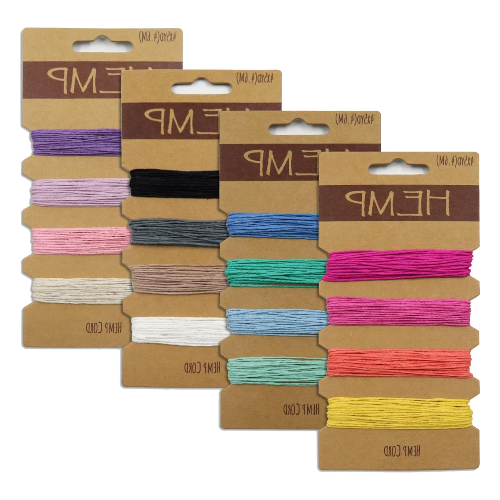 Jiazhishun 4Pcs Multicolored Linen Cotton Cord for Bracelets Keychains Craft Making Accessories