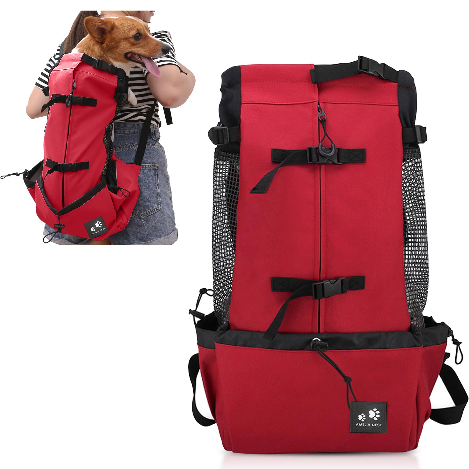 PETCUTE Dog Cat Carrier Backpack dog travel bag backpack for Puppy cat Breathable pet carrier bag with Adjustable bag mouth waterproof backpack for pet Up to 10KG