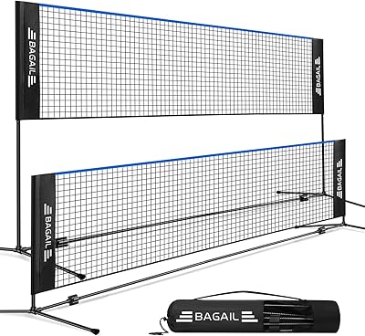 BAGAIL Badmintonnetz, faltbares Nylonnetz, höhenverstellbarer Ständer und Tragetasche, leicht auf- und abbaubar, Ideales Sportnetz für Tennis, Badminton oder Volleyball