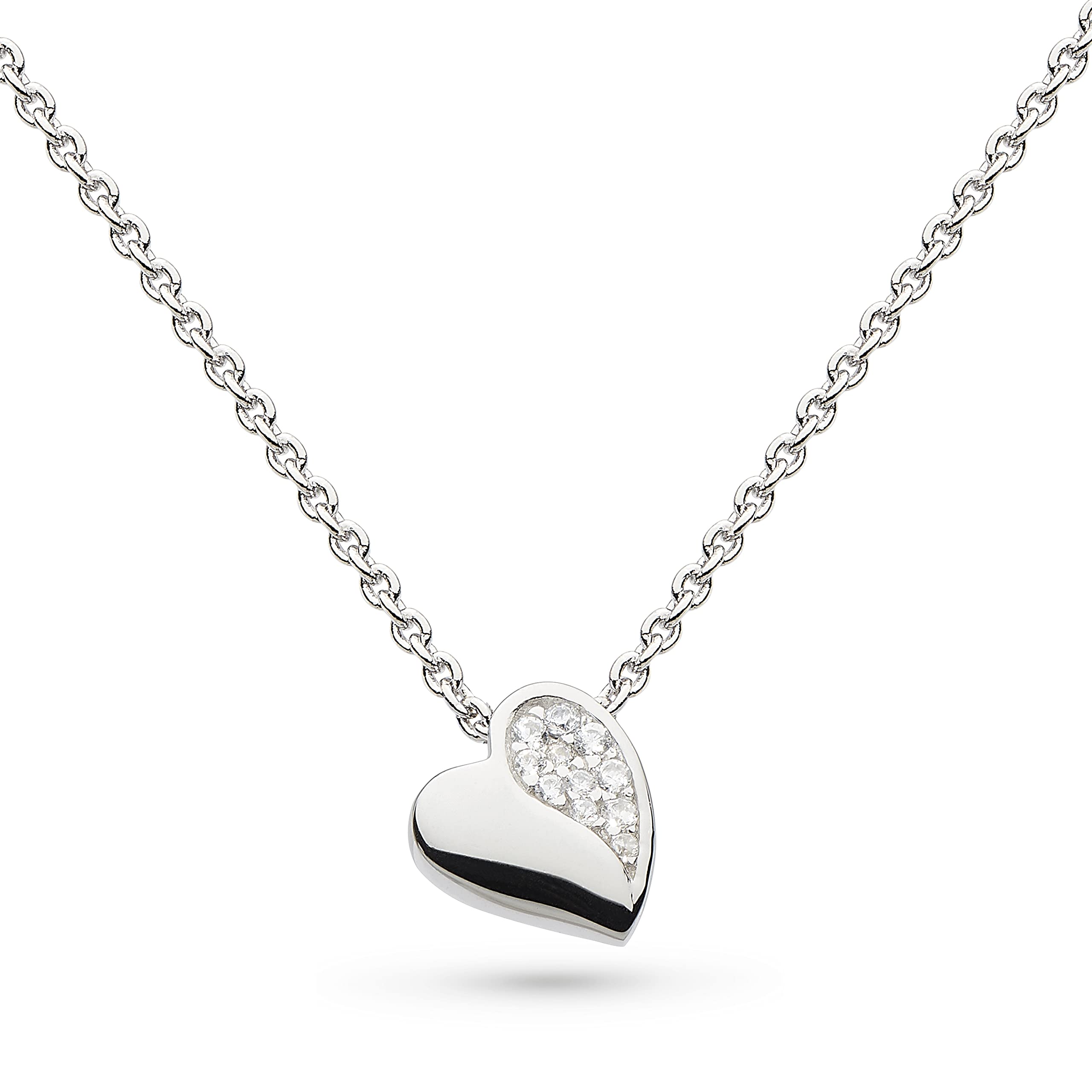 Kit Heath Miniature Sweet Heart Pavé Necklace - Sterling Silver with Pavé Detailing, Delicate Heart Design, Perfect for Adding Subtle Sparkle to Your Look or Gifting to Someone Special