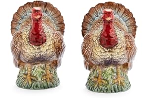Spode 3.5" Turkey-Shaped Salt and Pepper Shakers - Dolomite Ceramic Farmhouse Décor for Formal Dining, Decorative Salt & Pepper Set with Easy Refill Bottom Stoppers, Ideal for Thanksgiving Table