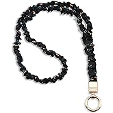 MyfavoriteK Teacher Scrunchie Lanyard for ID Badge, Thin Stretchy Elastic Neck Keychain, Cute Hands Free Accessory for School