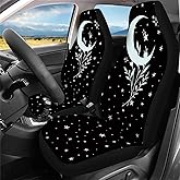 Ystardream Star Moon 2pc Front Seat Covers Stretchy Bucket Seat Cover Universal Automotive Accessories Front Seat Cover Protector Fit for Car Truck SUV Van