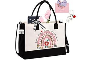 Renbuzhu Teacher Appreciation Tote Gifts Bag for Women - Canvas Bag with Key Chain Card Supplies