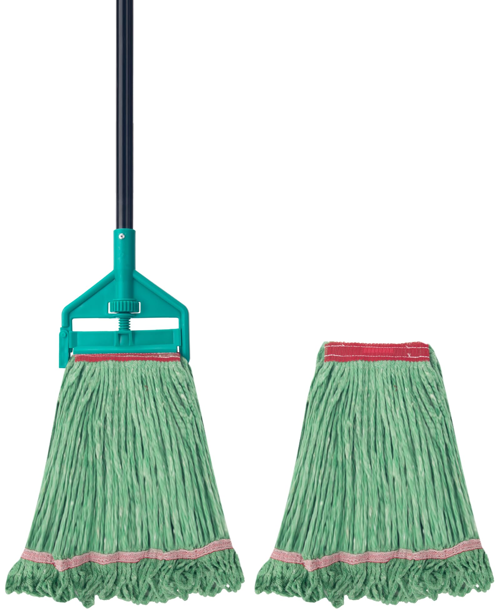Photo 1 of KeFanta 60 Inch Loop-End String Mop Heavy Duty Commercial Mops for Floor Cleaning,Industrial Cotton Wet Mop with Extra Mops Head Replacement(Green)