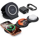 HICOBER 3-in-1 Wireless Charging Station for iPhone, Watch, AirPods, Black | One foldable station replaces multiple chargers