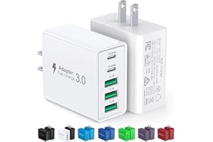DULUMS [2-Pack] USB C Wall Charger,60W 5-Port PD Fast USB C Charging Block,2USB C+3USB A Multiport Plug,Type C Power Adapter Brick Cube for iPhone 17/16/15/14/13/12/Pro Max/XS,iPad,for Switch,Samsung,Ultra 2