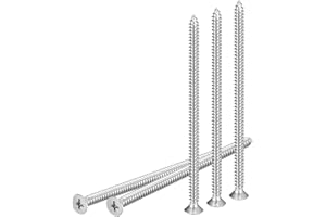 DTGN 25Pcs #10x4 Flat Head Wood Screws, 304 Stainless Steel Phillips Self Tapping Screws - Good for Woodworking, Furniture - Silver