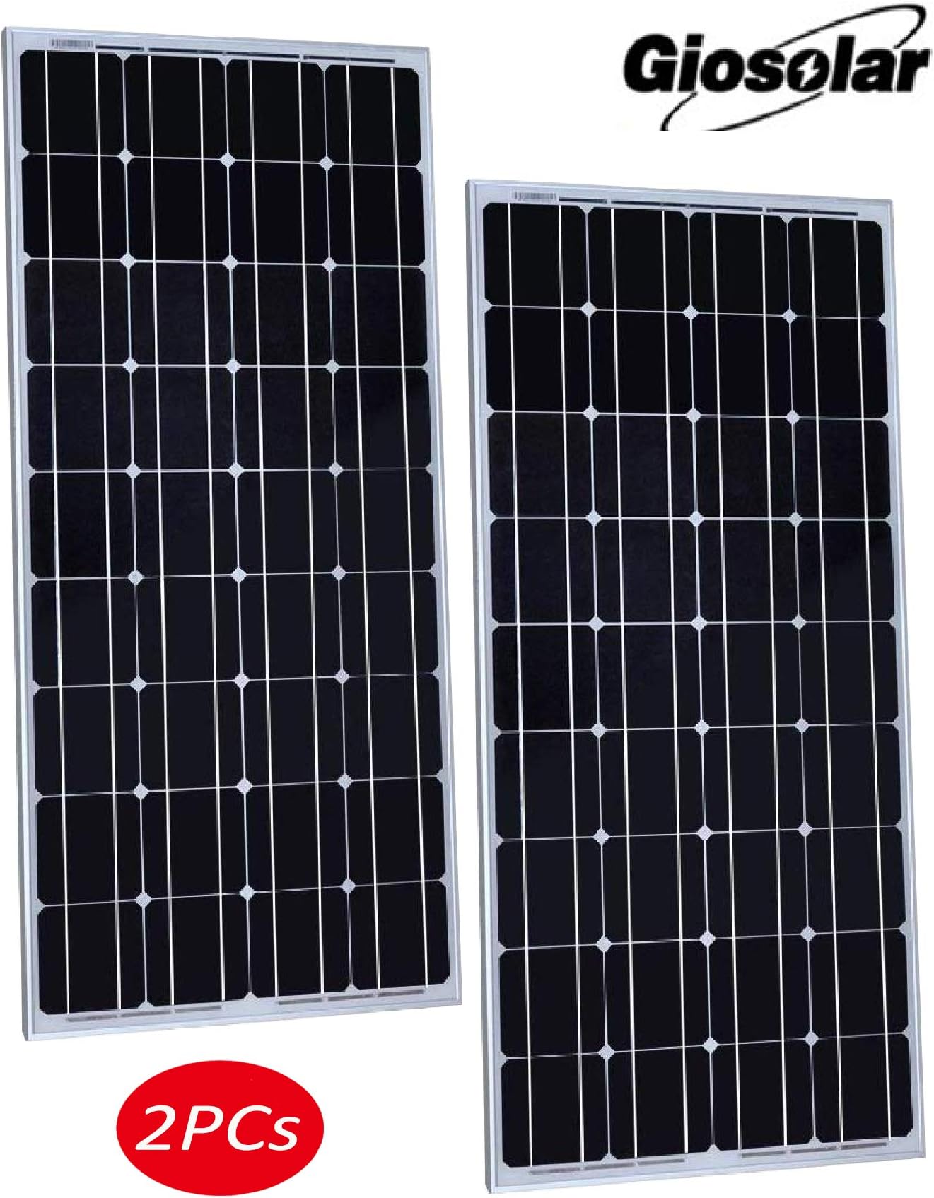 Giosolar 200W Monocrystalline Solar Panel for Charging a 12V/24V Battery for Motorhome/RV/Caravan/Camper/Boat Yacht/Off-Grid Backup Solar Power Systems