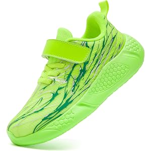 EGMPDA Boys Shoes Sneakers Running Non-Slip Walking Lightweight Bright Green US 3