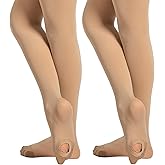 MANZI 2 Paris Convertible Ballet Tights for Girls Professional Transition Toddler Dance Stockings Ultra-Soft