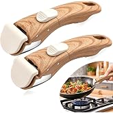 MENGBEI Detachable Pot Handle Wood-Like, Universal Detachable Pot Handles,Pot Handles Replacement with Lock Slide,Fits Detachable Handle Pots and Pans (2PCS)