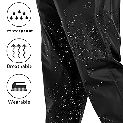 JAEZZIY Men's Rain Pants Waterproof Rain Over Pants