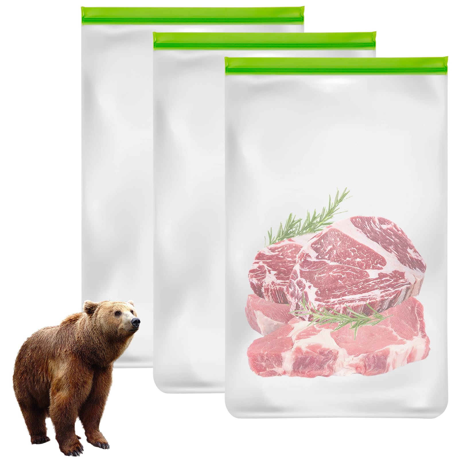 Photo 1 of 3 Pack Bear Bags for Food Backpacking, Odor Proof Bags-12?20 Inch, Reusable Double Track Zip Closure Storage Bags Keep Fresh fit Camping, Water Sports, Hiking and Home Organization