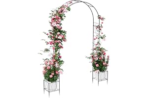 Metal Garden Arch Trellis for Climbing Plants Outdoor, Garden Arbors Archway Arched Trellis with Planter Boxes, Wedding Arche