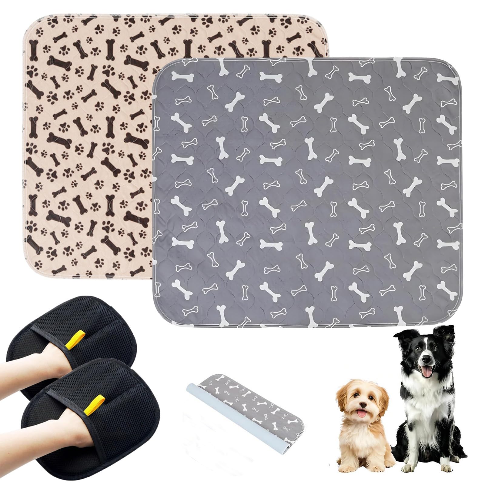 Photo 1 of 2PC Puppy Pads with Pheromones, Washable Puppy Pee Pads for Dogs Reusable Puppy Pads for Dogs and Cats - Leak & Odor Proof, Non-Slip Base Training Pads for Home & Travel(with Pet Hair Removal Gloves)