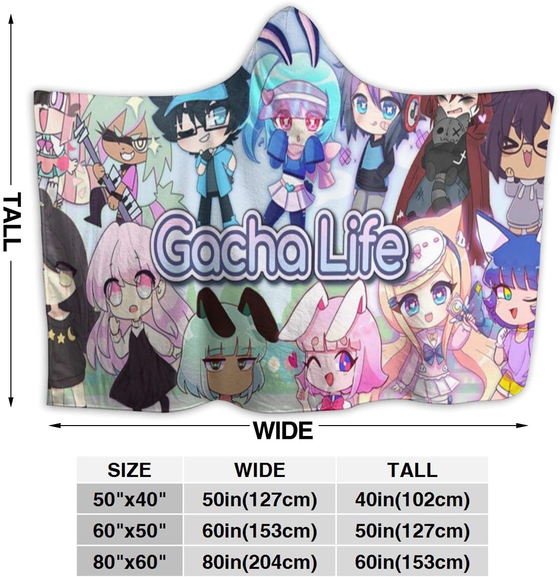 Amazon Com Hooded Blanket Gacha Life Super Soft Throw Wearable Cloak Plush Blanket Fluffy Bed Couch Travel Kids Adults Small 50 X40 Home Kitchen