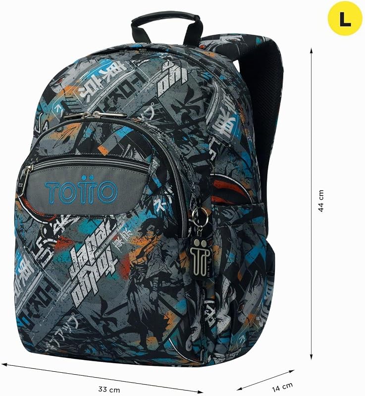 - Mochila escolar adaptável a carrinho, modelo aguarela, capacidade de 20 L, bolso para PC de 14", bolso para 2 garrafas, encosto ergonómico para fluxo de ar, alças confortáveis em S, estampado Okubo
