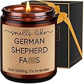 LEADO Candle - German Shepherd Gifts for Women, Men, Friend - White, Black, German Shepherd Decor for Dog Lovers, Owners - Funny Valentines Day, Birthday Gifts for Dog Dad, Mom - Lavender Candles