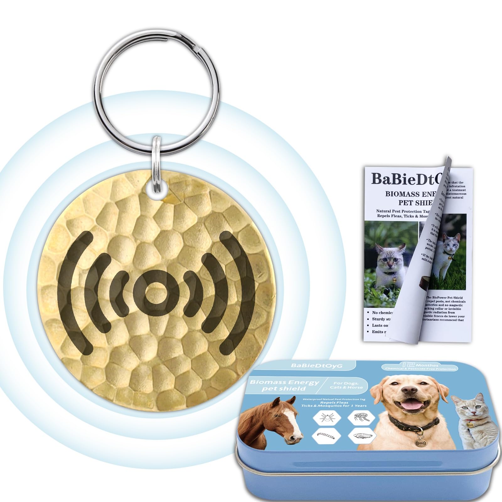 Photo 1 of Natural Flea & Tick Repellent Collar Pendant for Dogs & Cats –12-Month Water-Resistant Biomass Energy Pet Shield – Safe for Pets When Used as Directed – Gift Ready