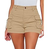 luvamia Cargo Shorts for Women Trendy High Wasited Casual Summer Stretchy Utility Cut Off Shorts with Pockets