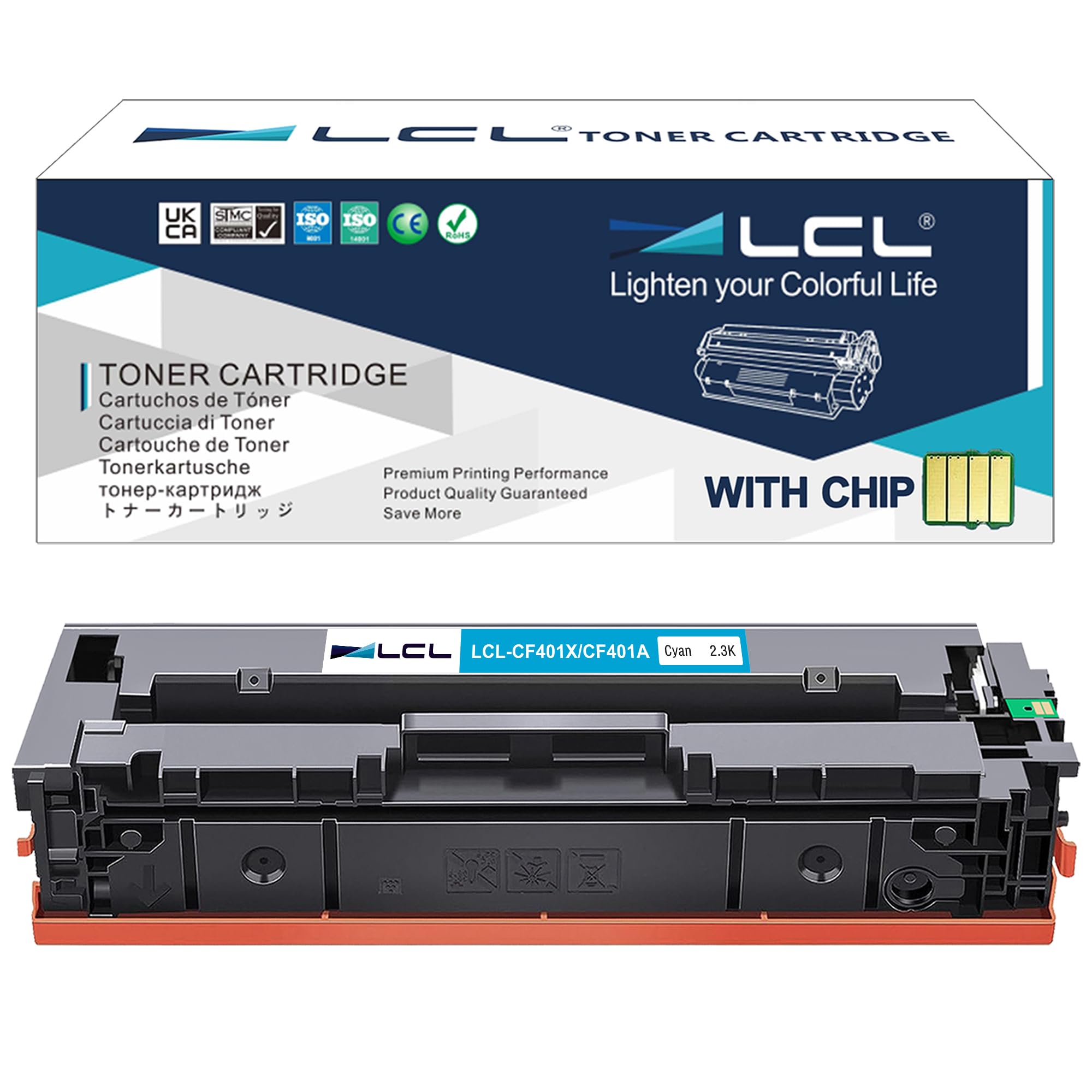LCL 201A 201X CF401X 2300 PagesToner Cartridge Compatible for HP Color LaserJet Pro M252 M252dw M252n HP Color LaserJet Pro MFP M274 M274n M277 M277dw M277n MFP-M277c6 (1 Cyan)