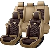 DZJD Car Seat Covers Full Set for Hummer H2 2003-2009 | Anti-Slip Full Coverage Car Seat Covers, Waterproof Nappa Leather Car Seat Cover Sets(5 Seats/Brown Coffee)