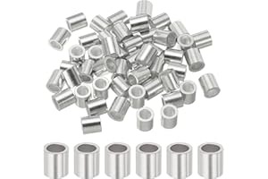uxcell 3/16"(5mm) Aluminum Crimping Loop Sleeve, Wire Rope Stop Sleeve Round Crimp Ferrules for Wire Rope and Cable Ferrule, 