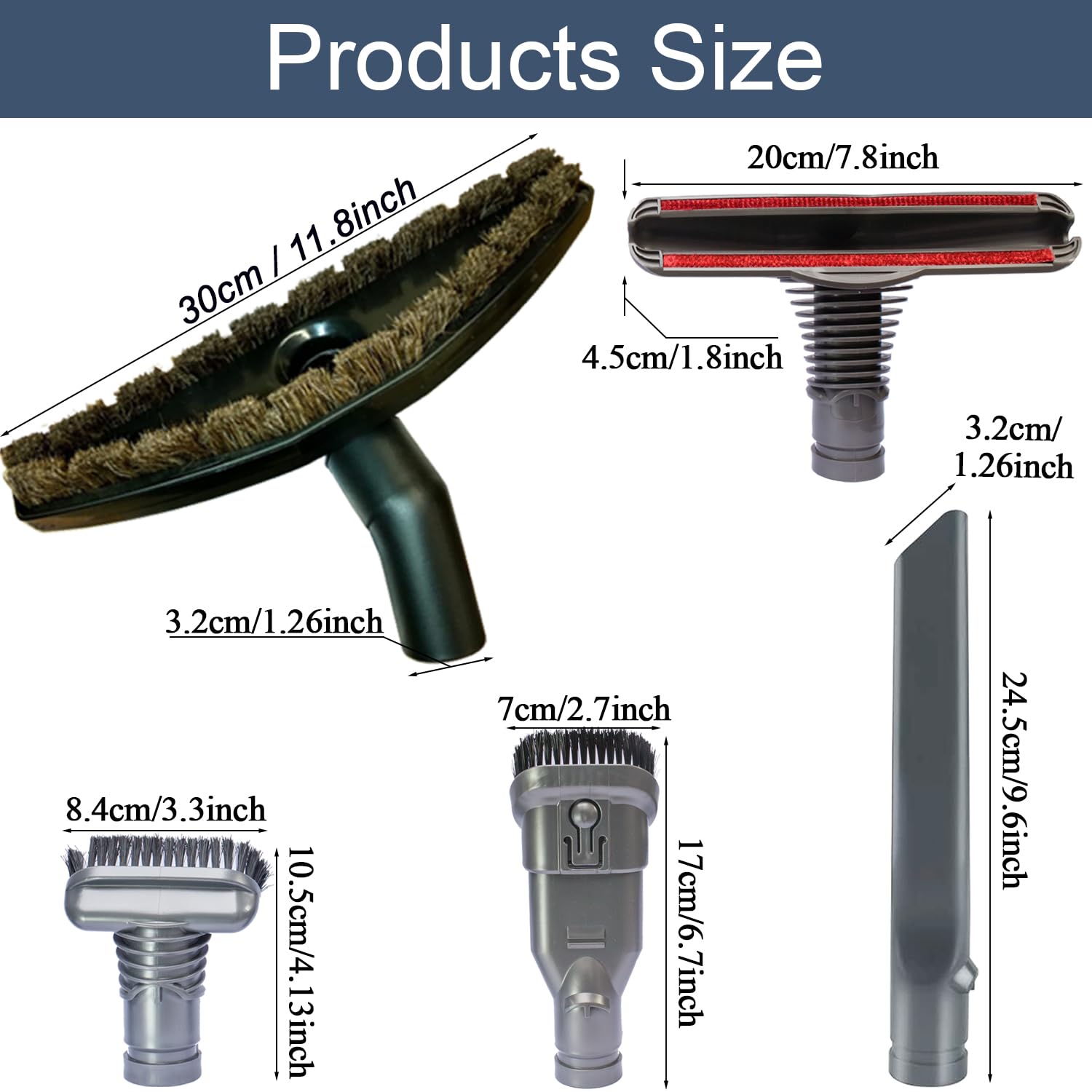 Vacuum Attachments for Dyson V6 V7 V8 V10 V11 V15 DC33 DC39 DC41 DC56 DC59 DC65 Horse Hair