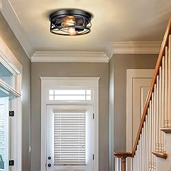 Feanron Farmhouse 2-Light Black Flush Mount Ceiling