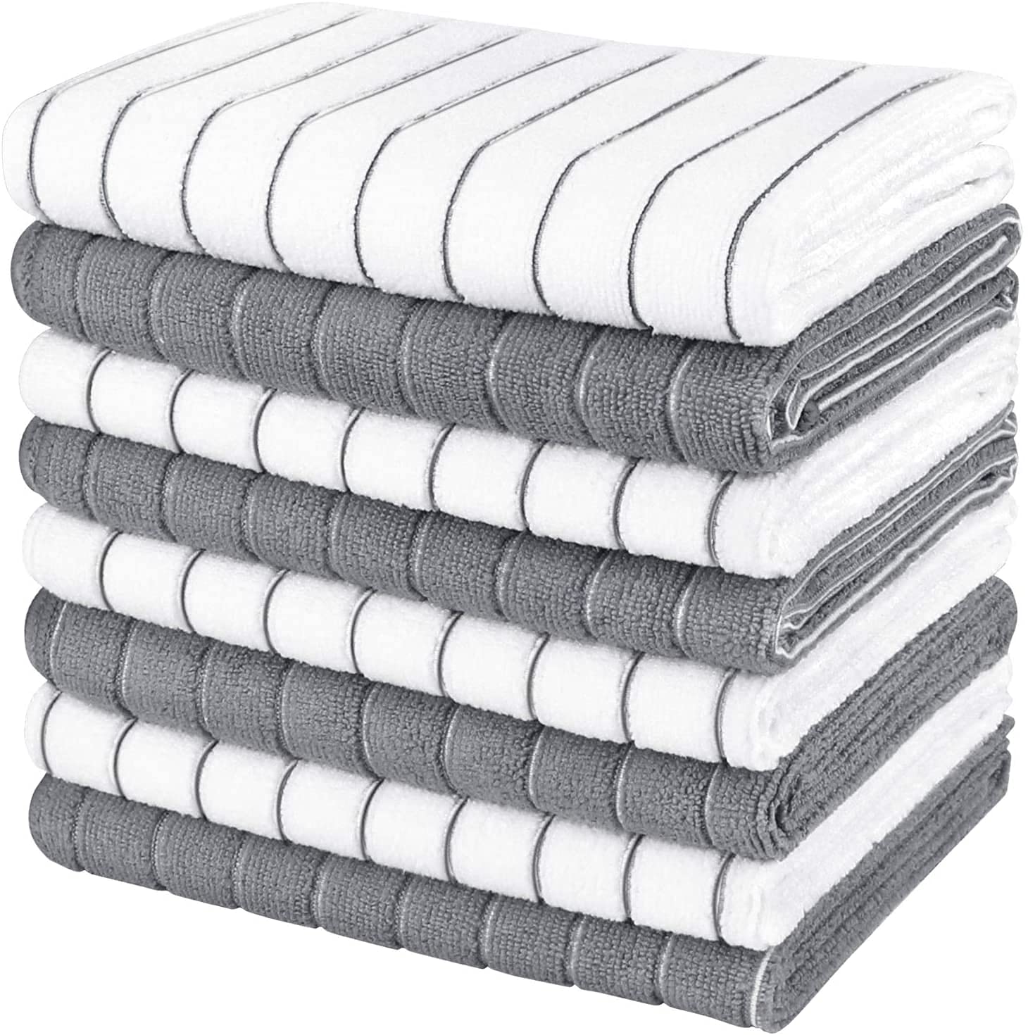 AIDEA Microfibre Tea Towels Pack of 8, Dish Cloth Super Soft Absorbent and Lint Free, Multi-Purpose Microfibre Dish Rags for Kitchen 38 x 63 cm