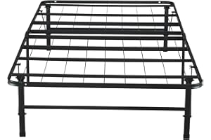 NAOMI HOME IdealBase 14" Twin Bed Frame Heavy Duty Foldable Bed Frame Folding Bed Frame with Steel Metal Slats Mattress Foundation Box Spring Replacement 600lbs Capacity Platform Bed Twin Bed Frame Size, Black