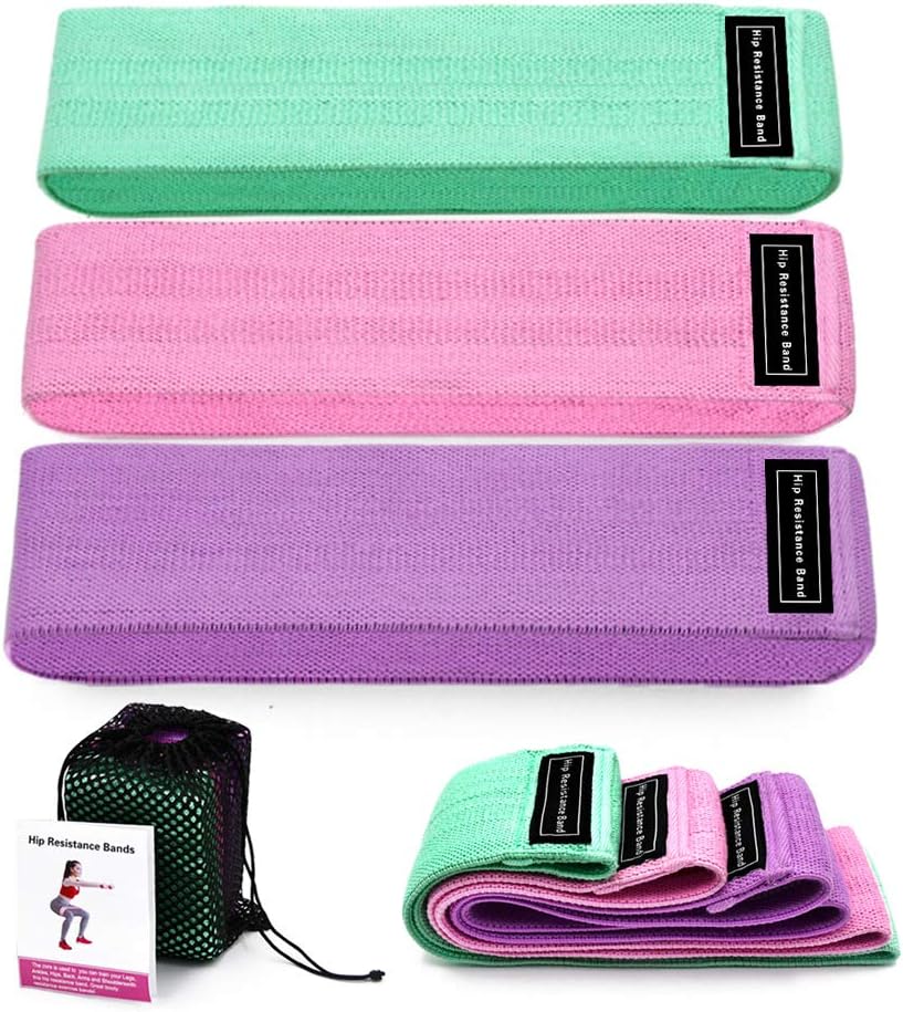 Resistance Bands 3 Sets, Premium Exercise Loops with Non-Slip Design for Hips & Glutes, 3 Resistance Level Workout Booty Bands for Women and Men, Best for Home Fitness, Yoga, Pilates
