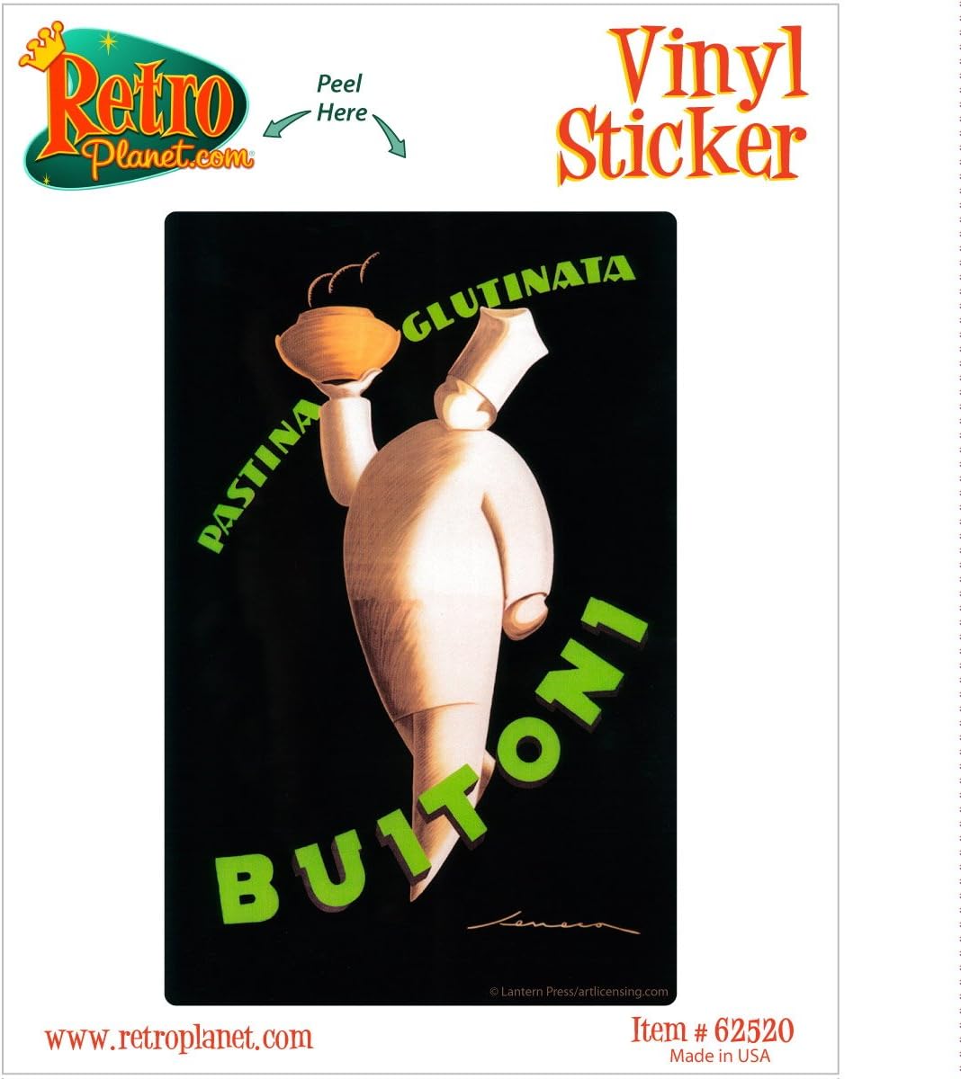 Retro Planet Buitoni Italian Pasta Art Deco Vinyl Sticker